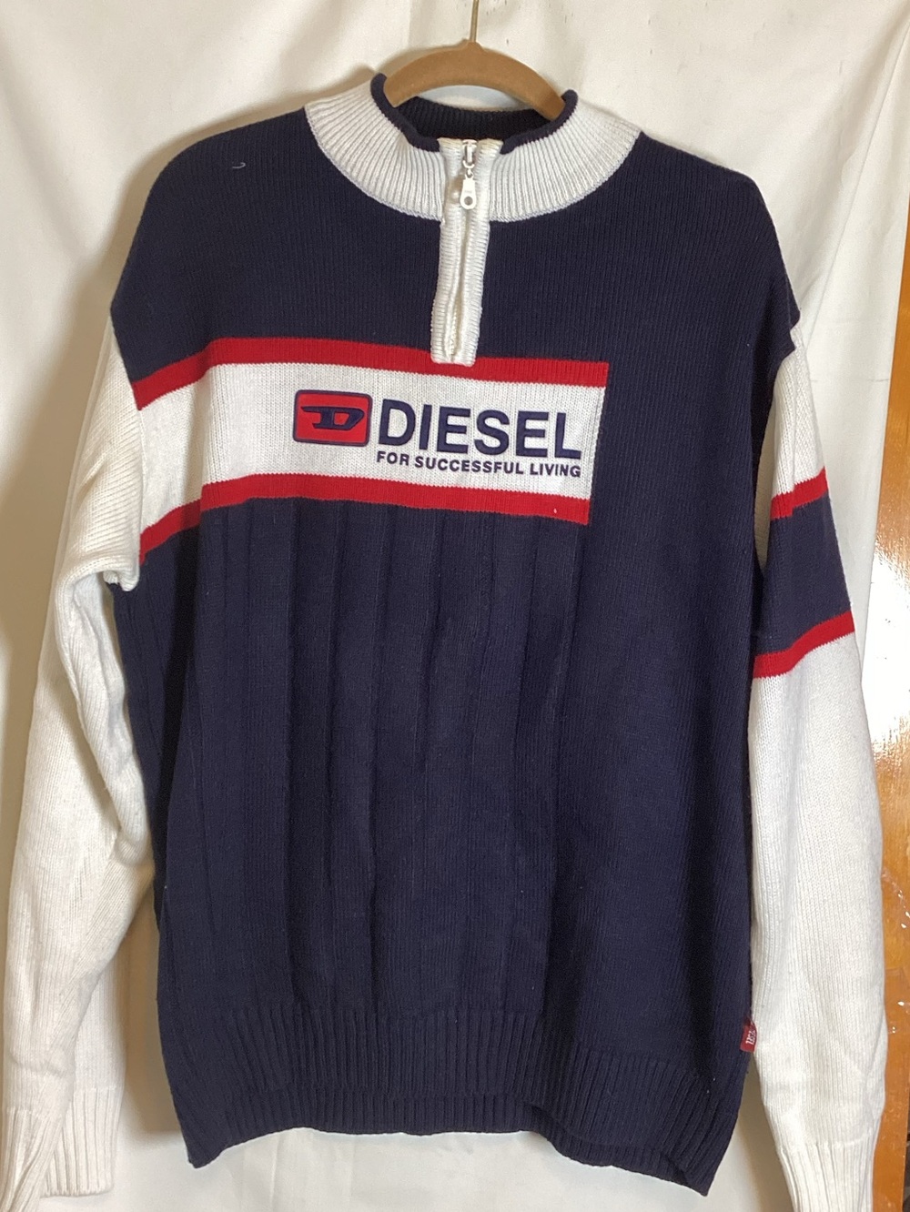 Diesel 100% cotton half zip opening with logo at chest sweaters SZ M